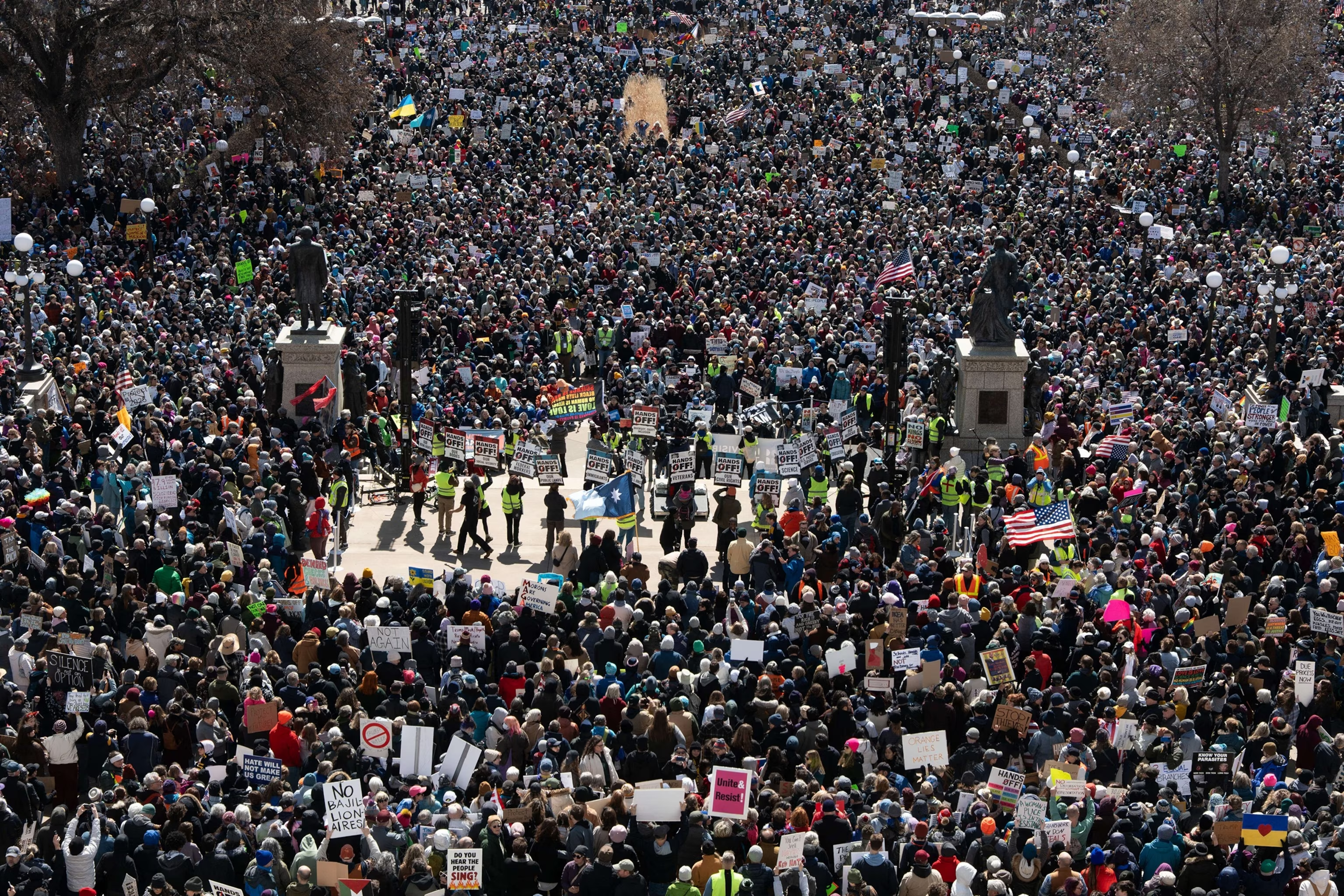 Nationwide “Hands Off!” Protests as Trump Administration Moves Forward with Broad Agenda